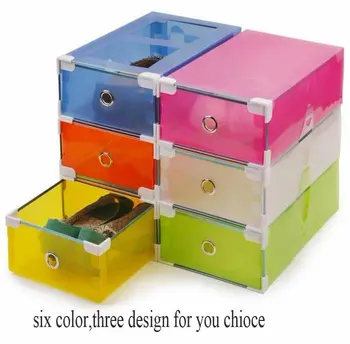 6pcs Lot Transparent Colorful Foldable Storage Box Plastic Clear