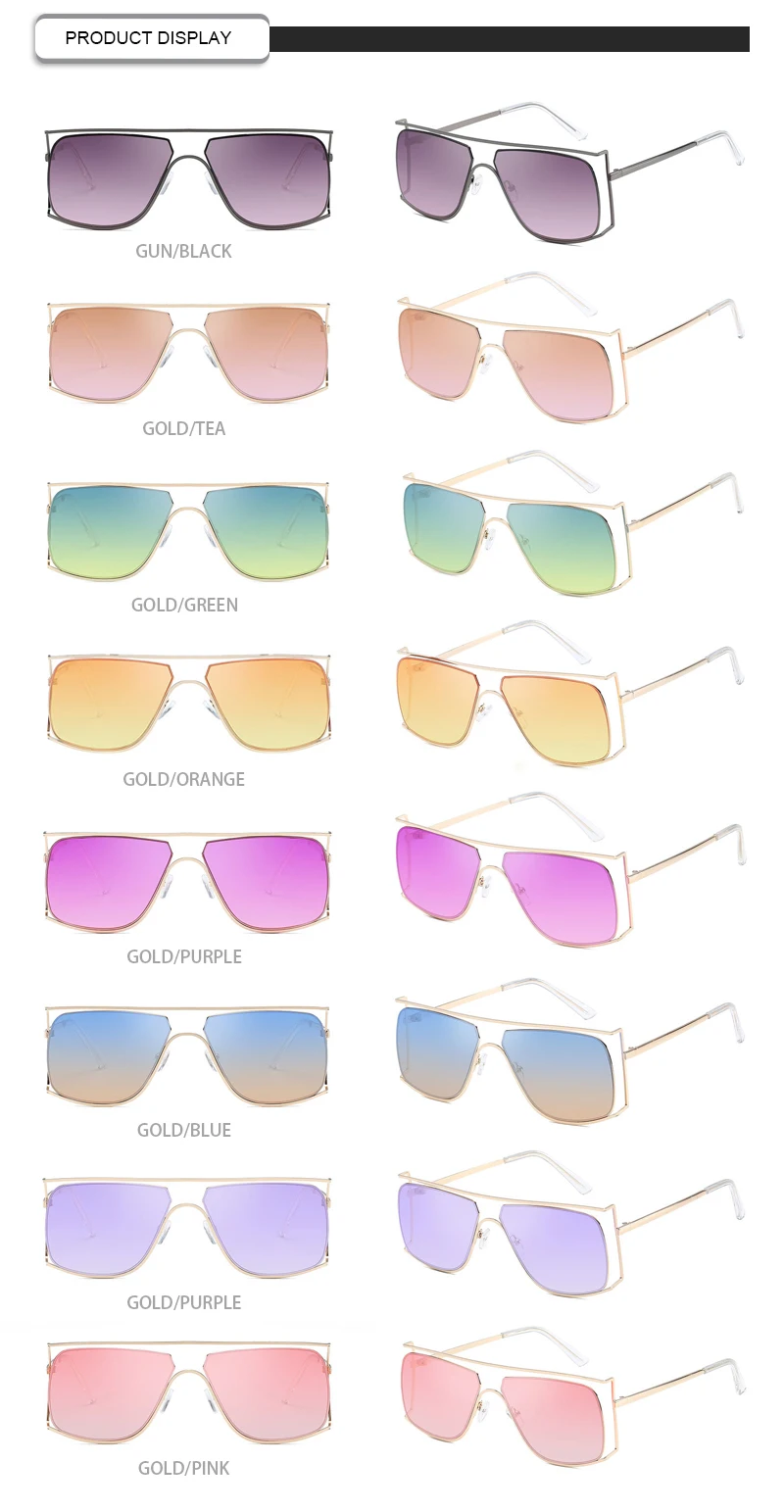 2019 Brand designer square gold frame irregular gradient lens sunglasses women men