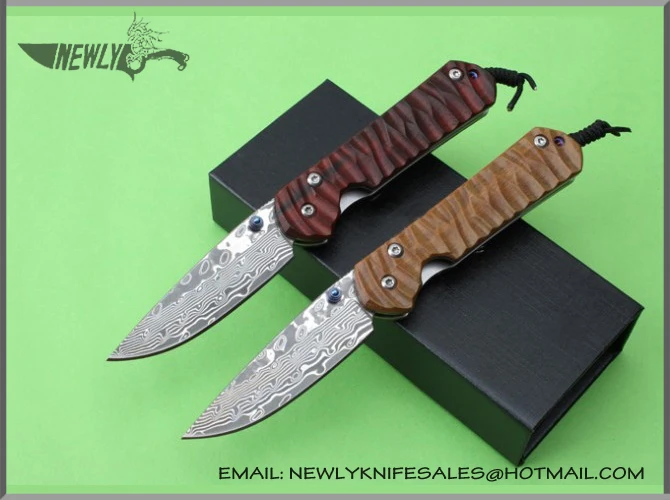Damascus Steel Folding Pocket Knife Survival Knife With Sandalwood Handle