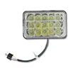 4x6 Chrome LED Headlight Sealed Beam - 45w 15 LEDs - High Low Beam - for Cars Trucks Jeeps Vehicles