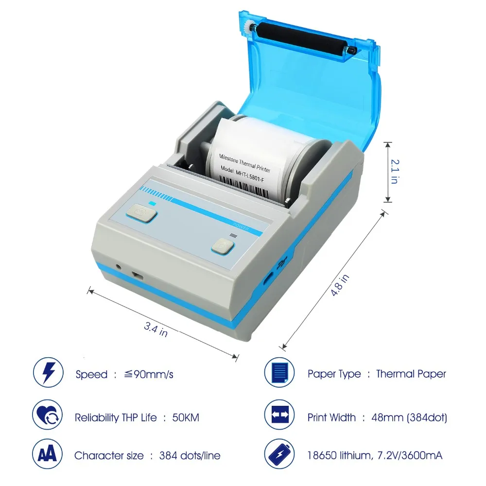 58mm Mini Handheld Portable Mobile Bluetooth POS Thermal Printer Barcode Thermal Receipt Printer - Printer Thermal Receipt, Bluetooth