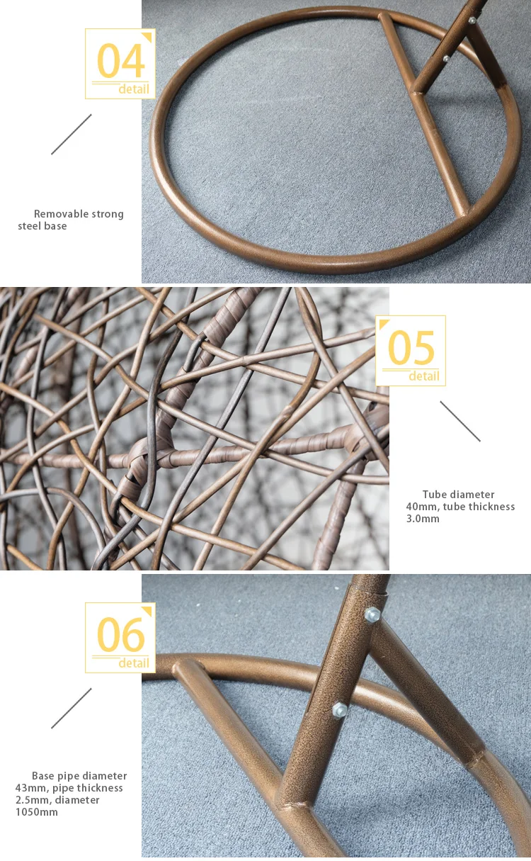 Brand New Shaped Hanging Egg Bean Bag Design Ratan Chair Outdoor