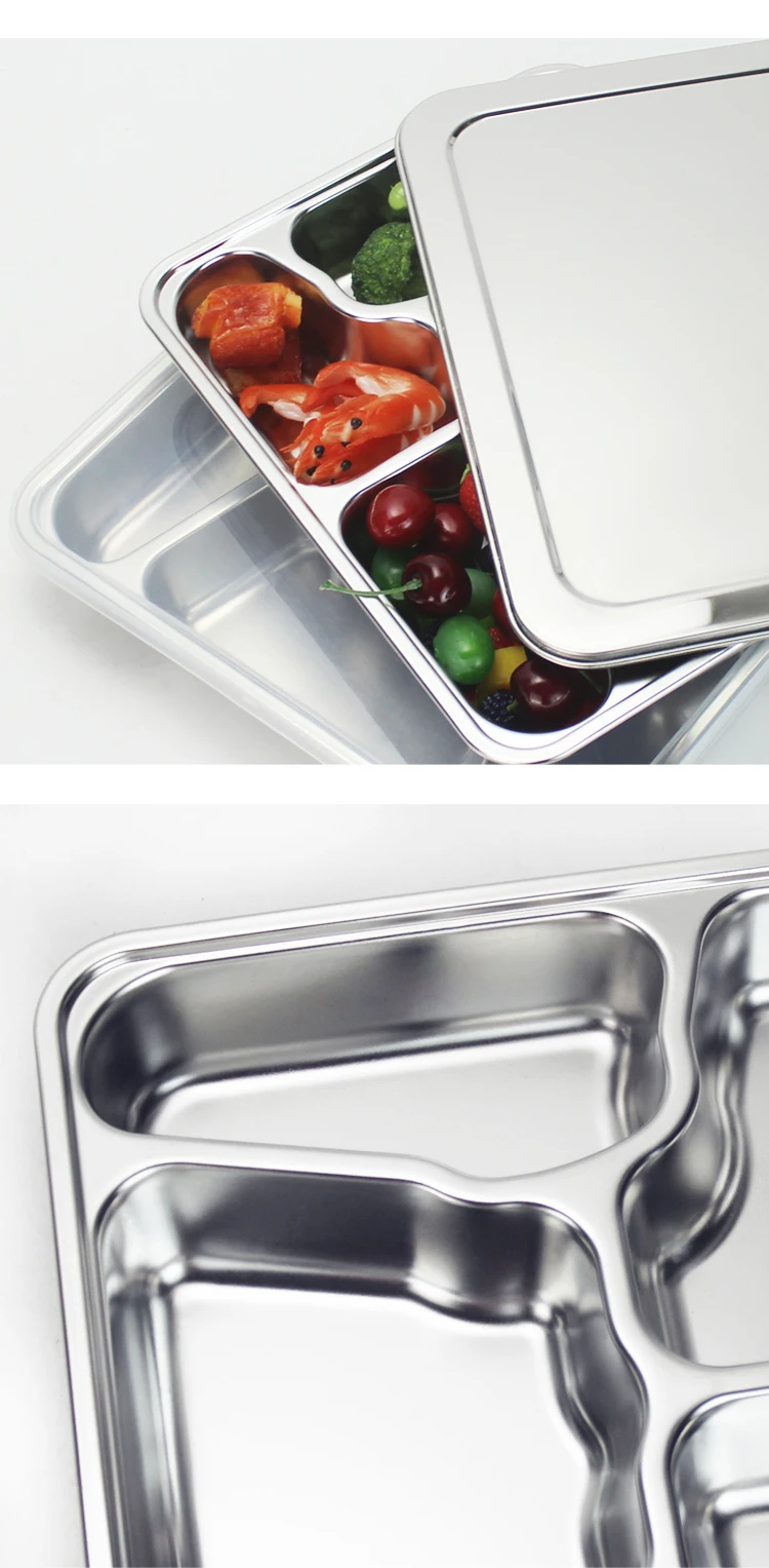Professional Ss201 Tray 5 Compartments Fast Food Tray With Lid Buy