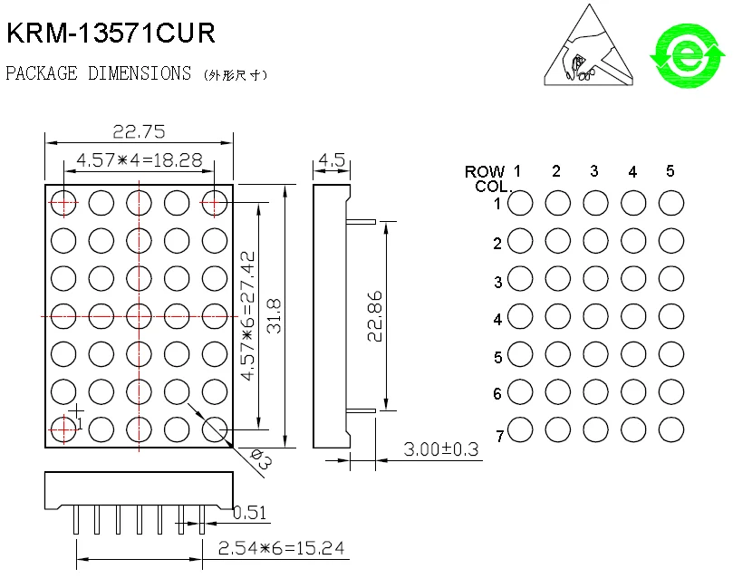 1.9 Mm 5 7 Led Dot Matrix Led Array Display 5 X 7 Led Display Panel ...