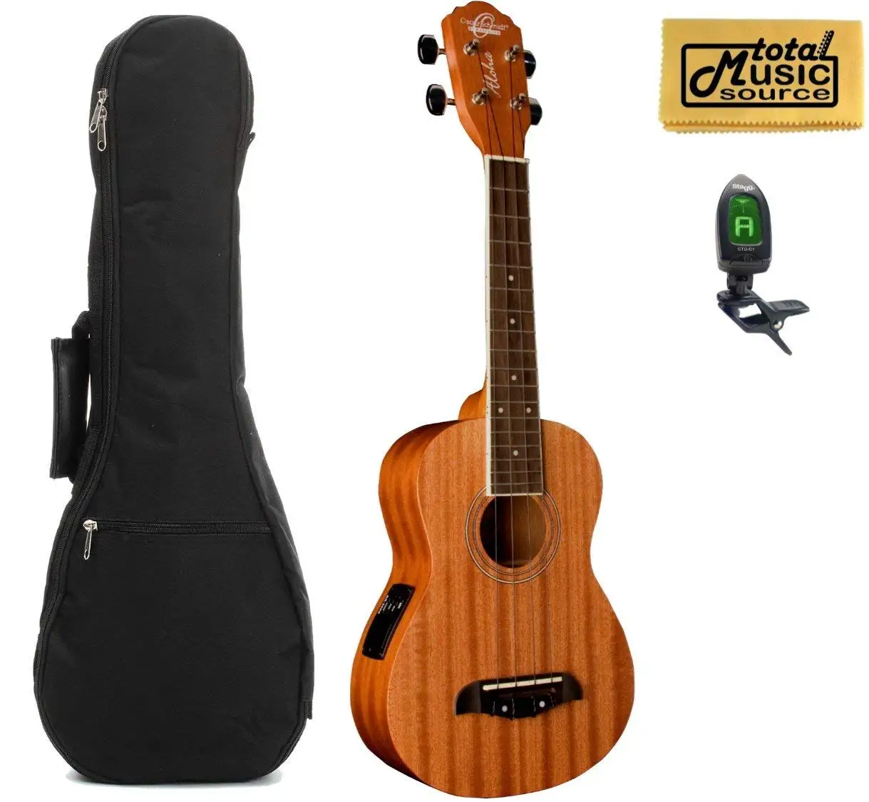 Oscar Schmidt Concert Active EQ, Acoustic Electric Ukulele, OU2E w/Padded Gigbag,Tuner & PC
