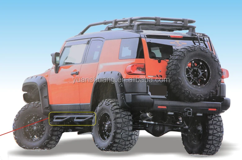 Black Side Step Double Cab Bar For Fj Cruiser 2007+ Running Board Nerf