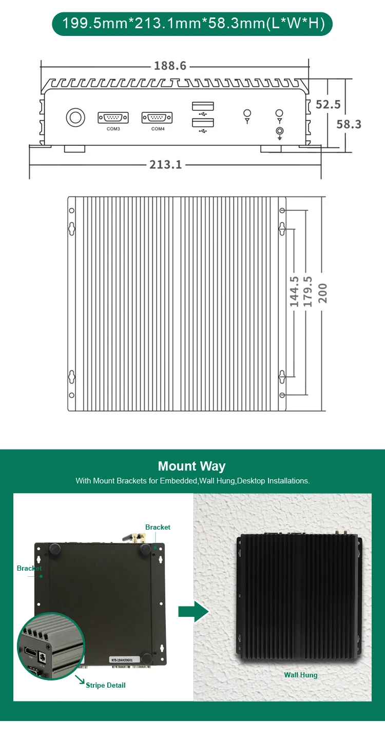 Fanless Dustproof Computer Dust&moisture-proof Industrial Aluminum Fully Enclosed Design Intel ...
