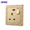 US Standard Power Wall Socket Gold Color 3 Pins Square Holes Electrical Plugs Sockets With ON/OFF Switch