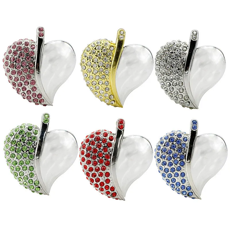 Jewelry Heart Shape USB 2.0 Flash Drive for Girls Pen Drive Diamond Necklace Memory Stick Cute Thumb Drive - ANKUX.COM