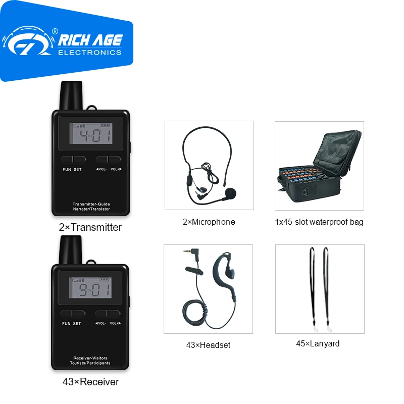 45 Devices One Set Portable Whisper Audio Tour Guide System With ...