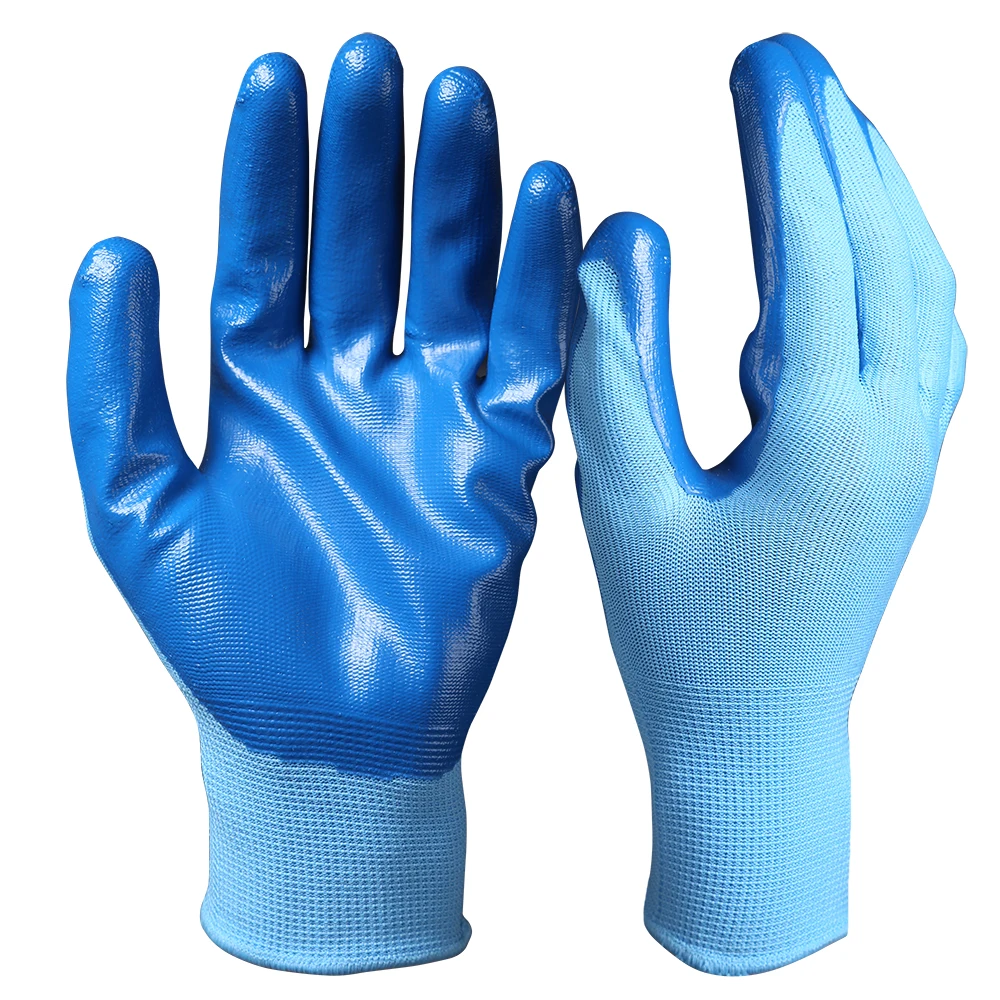 Best Nitrile Coated Gloves With Red Customized Logo Nylon & Polyester