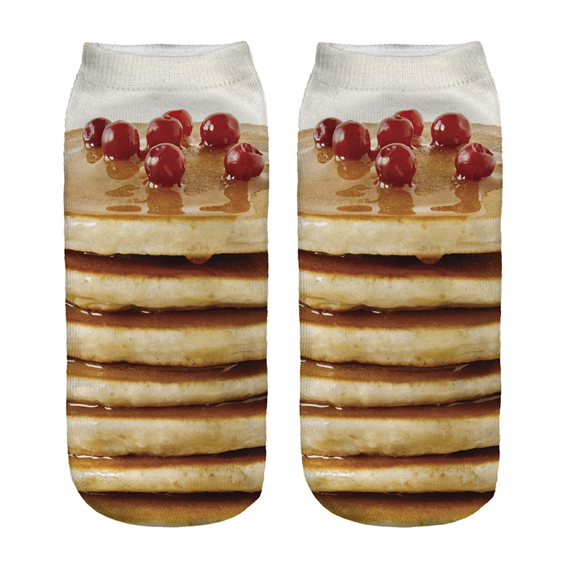 Free Shipping Hot Sale 3D Socks Cherry Pancake Pattern Cozy Socks Thin Comfortable Socks