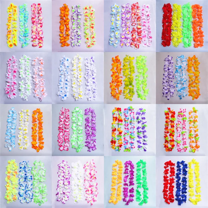 Colorful Artificial Silk Necklace Hawaii Wreaths Flower Lei Garland
