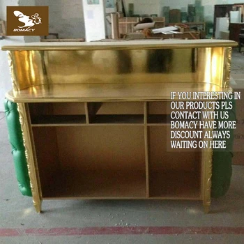 Bomacy Unique Design Luxury Green Pu Leather Reception Desk In