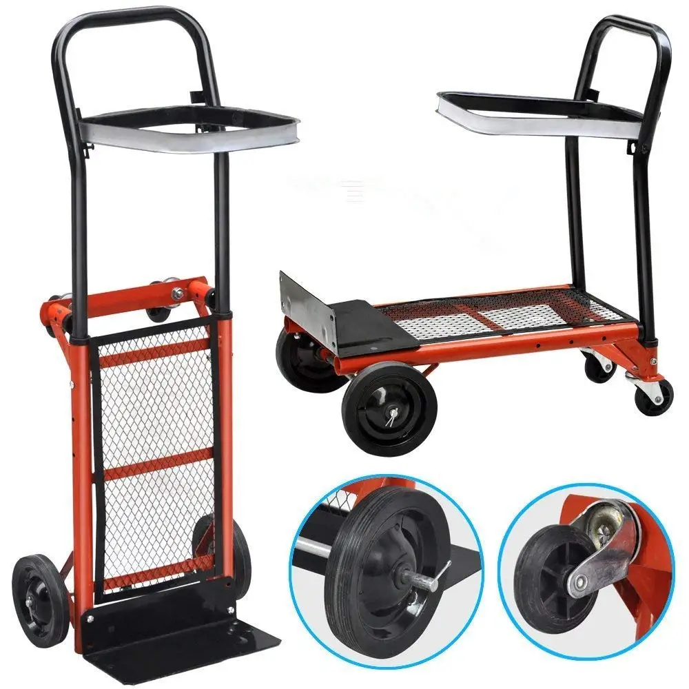 Folding Hand Truck 2 In 1 Multifunctional Dolly Gardening Lawn Leaf Bag Support Platform Truck