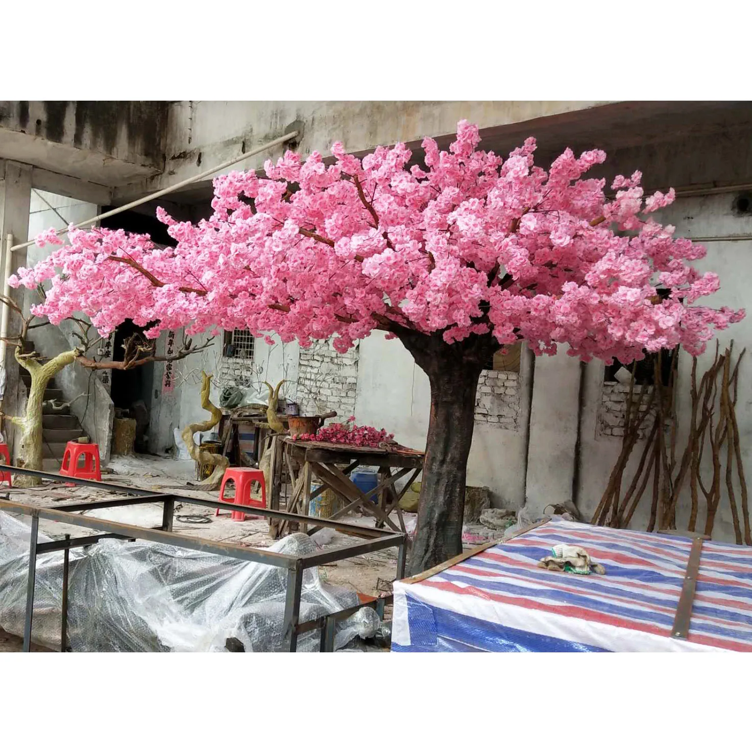 

Indoor And Outdoor Decorative Simulation Plant Of Artificial Cherry Blossom Tree, Pink color, or as you want