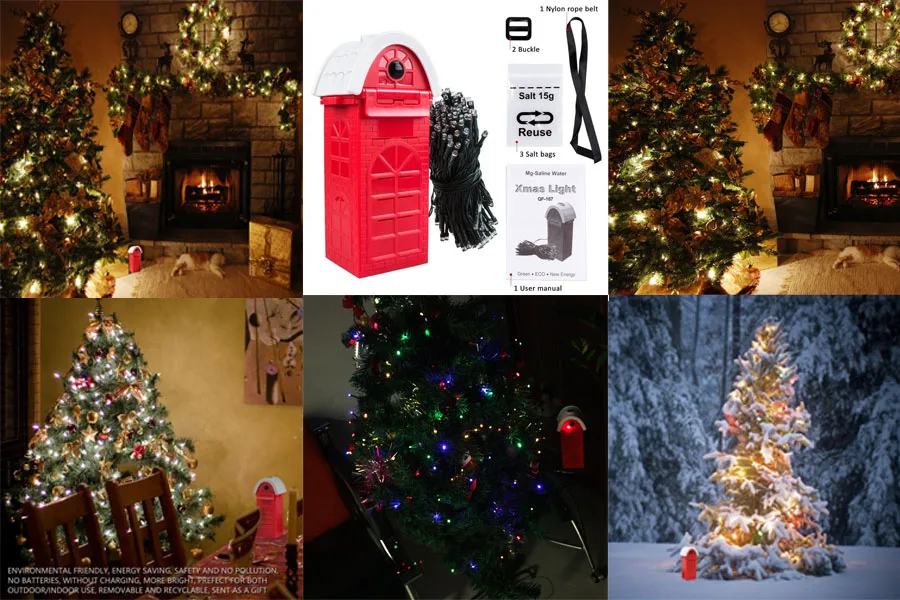 Novelty Mg-Saline Water Xmas LED String Light