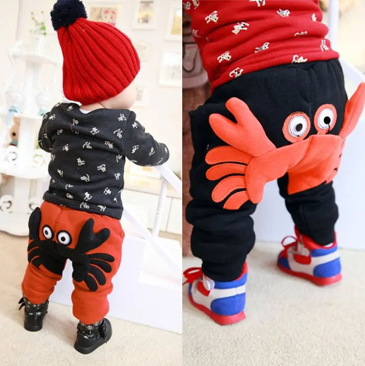 Infants and children baby warm pants thickening boy girl harem pants children s clothing plus velvet