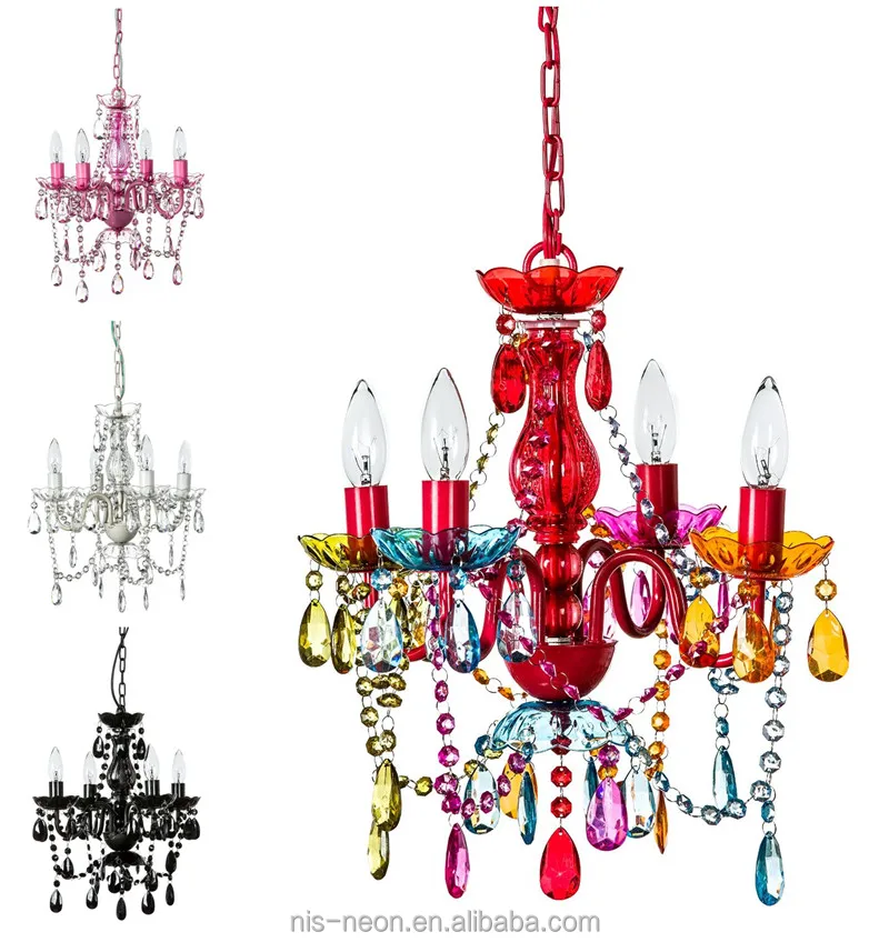 5 light Multi Coloured Gypsy Crystal Chandelier Ceiling Light for Girl's Room NS-120252