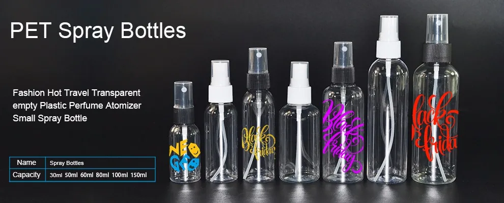 small clear plastic spray bottles