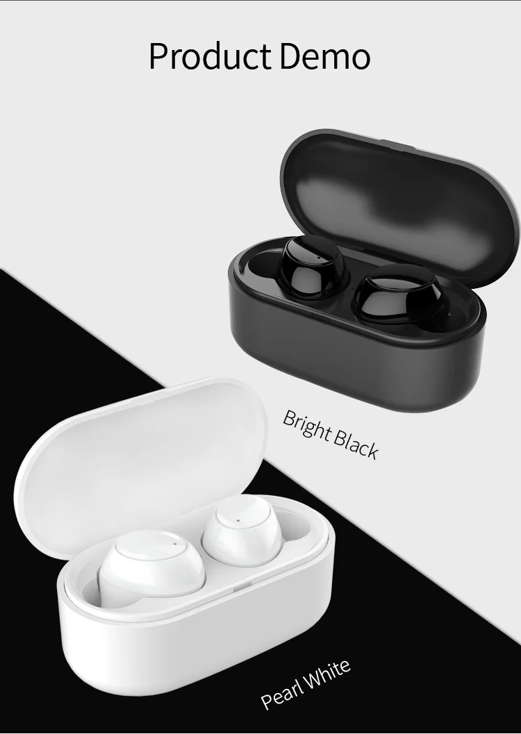 True Waterproof Earphones Y1 HD Stereo Sound Easy Pairing Bluetooth Headphones with 550mAh Charging Case for iOS and Android