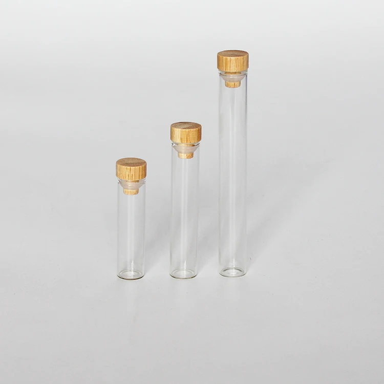10ml Small Glass Tube With Bamboo Lid Clear Glass Packaging Tube Buy Small Glass Tube,10ml