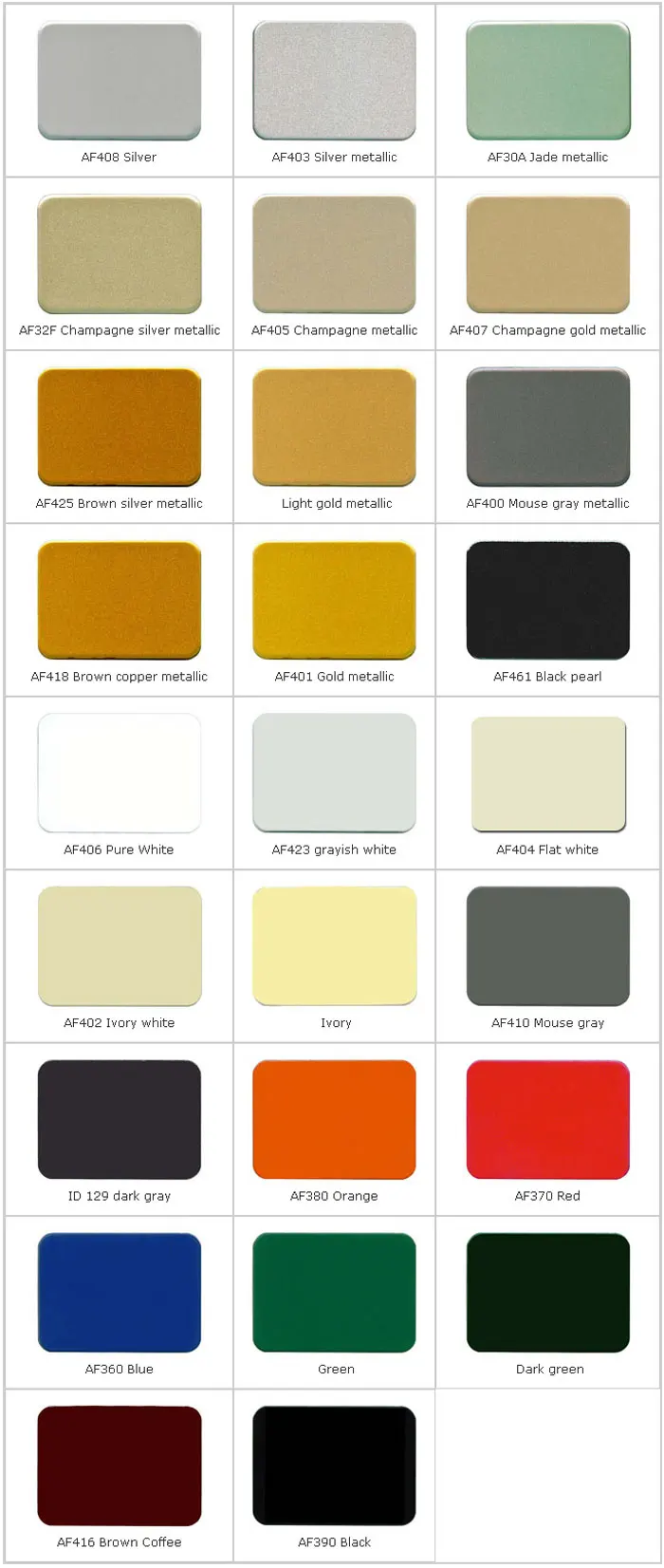 Alucobond Color Chart