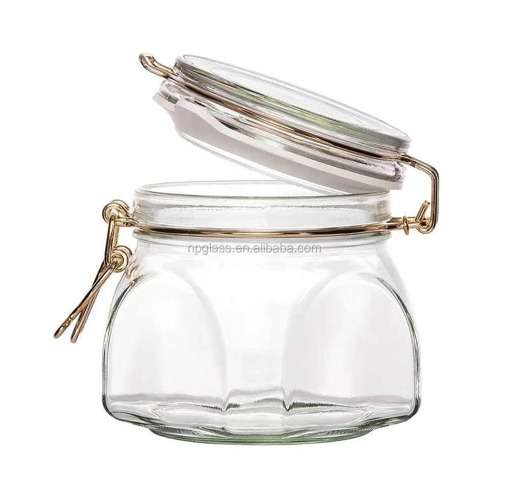 400ml Air Tight Glass Jar With Gold Metal Clip Cover Buy 400ml Shaped