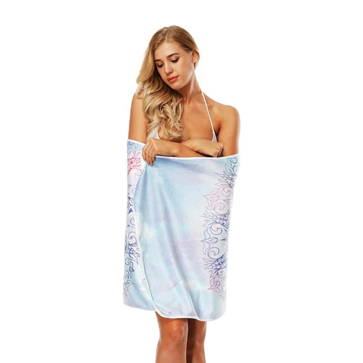 Women Swimming Beach Towel With Loop Super Absorbent Microfiber Cloth
