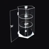 acrylic spinning hexagon case 3 tires with hinge lock door