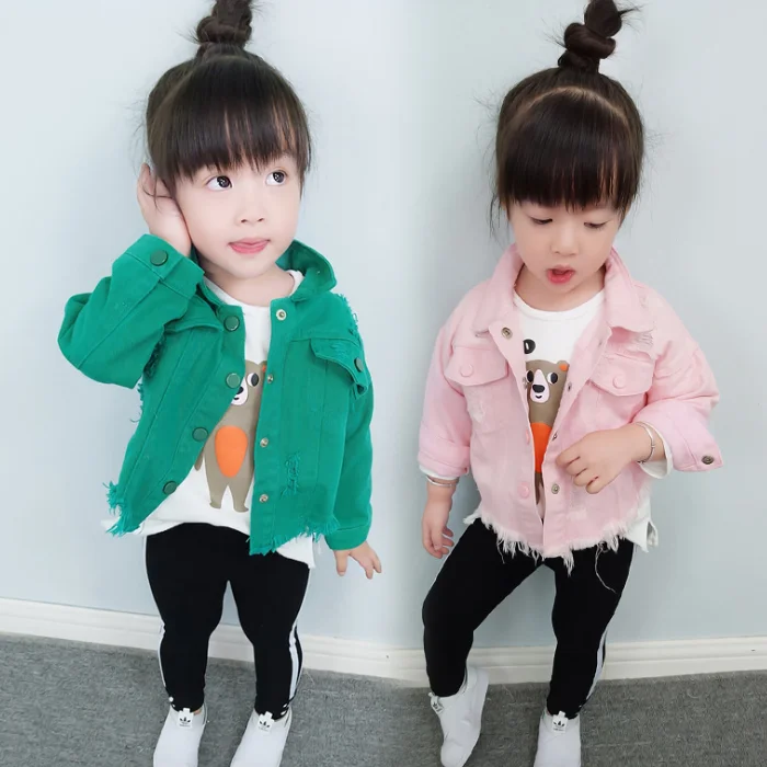 girls ripped jean jacket