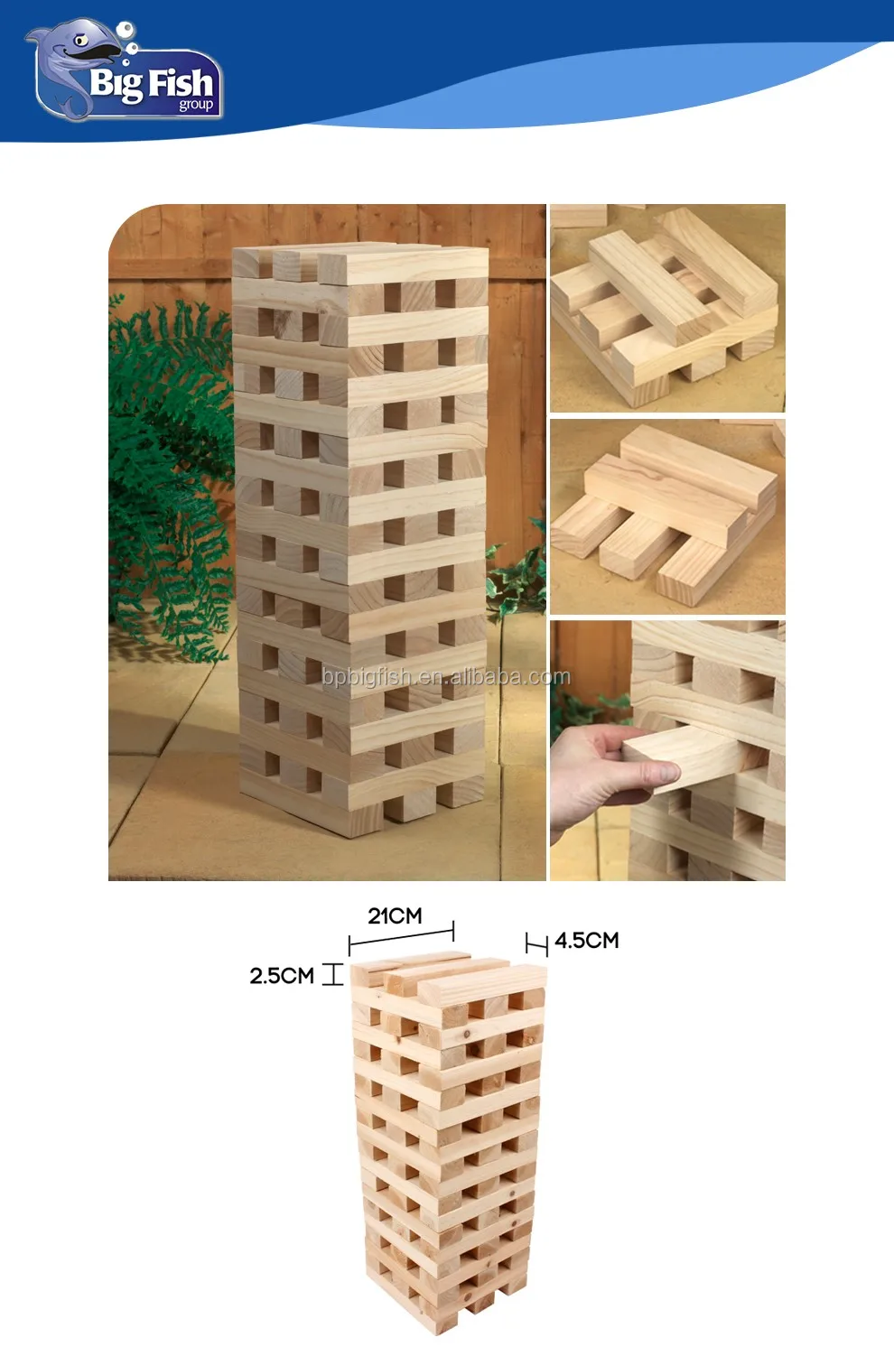 Outdoor Game Wooden Block Giant Tumbling Tower Blocks For Kids & Adults