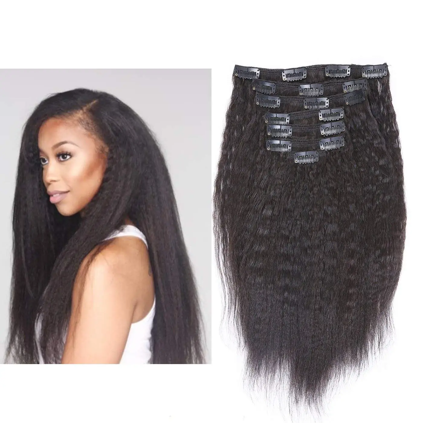 Buy Anrosa A Grade Kinky Straight Clip Ins Real Virgin Remy Human Hair Clip In Hair Extensions