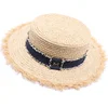 Korea big edge bow streamer sun hat big beach holiday hat female models flat top hair edge Raffia Straw hat
