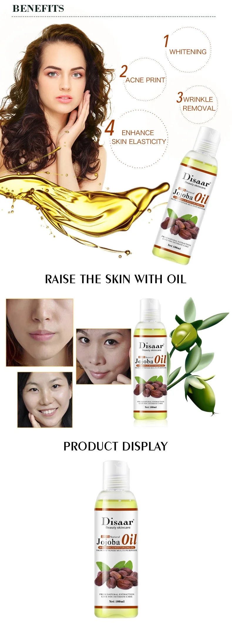 Whosale Disaar Skin Lightening Moisturizing Smoothing Jojoba Oil