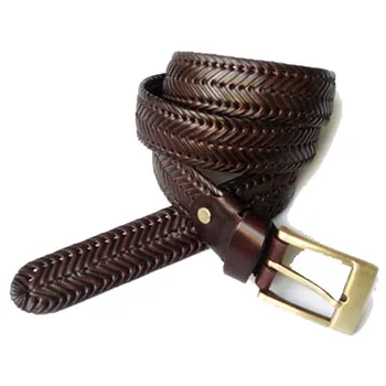 mens braided leather belt