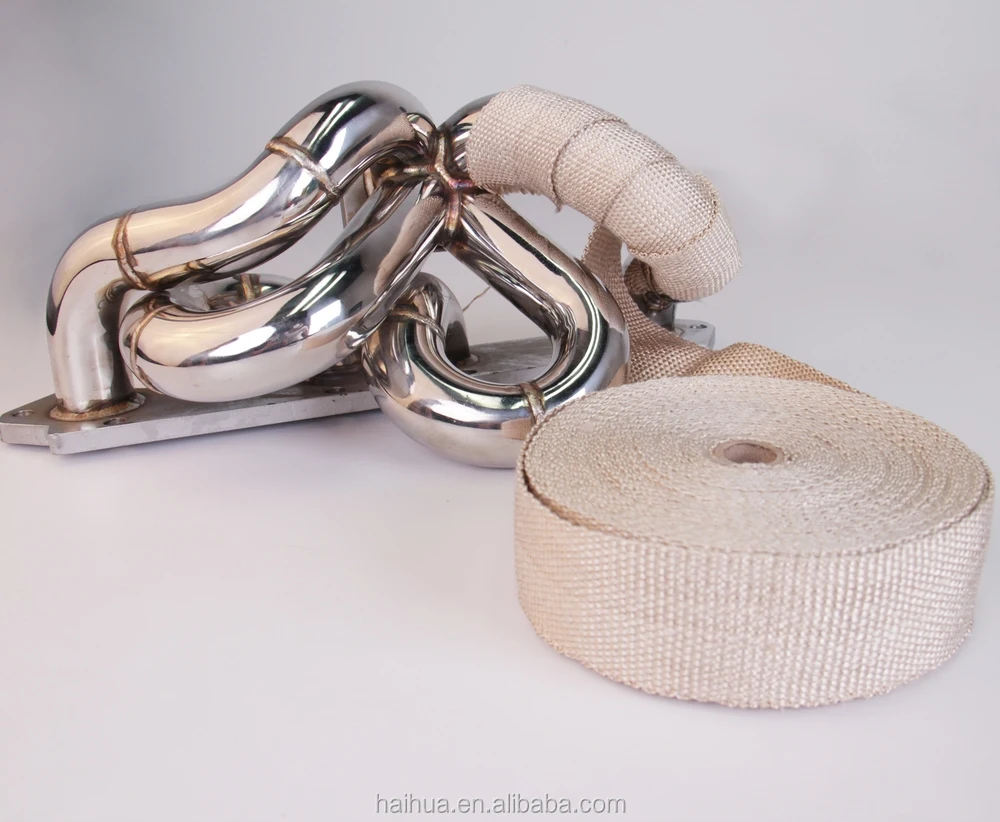 High Heat Exhaust Thermo Wrap Shield Protection Tan Tape Fiberglass