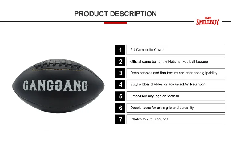Custom American Football Black Leather Football - Buy Custom Football