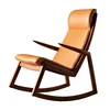 New Chinese style is simple and modern Yellow leather leisure rocking chair