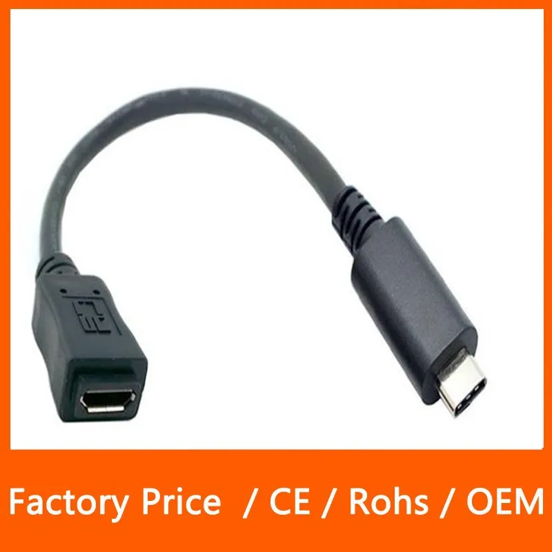 Reversible Design USB 3.1 Type C Male Connector To Micro USB Female Data Cable For Macbook