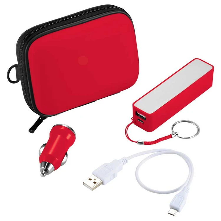 2019 Promotional Gift Power Bank Travel Set With Power Bank Car Charger