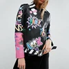 High Quality Hand Painted Design Women Leather Jacket With Pin-Buckle Belt