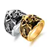 Custom mens 316L Stainless steel punk style engraving skull rings