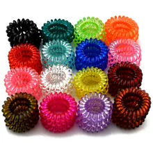 1 BOX 3 Pcs Lot Clear Colors Telephone Wire Cord Line 17 Colors Gum Hair Holder