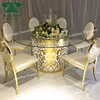 Reasonable price stainless steel gold base crystal led dining table