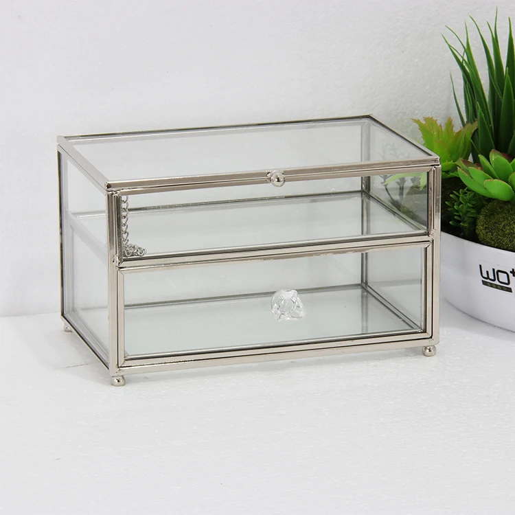 Clear Glass Jewelry Box With Open Lid And One Drawer Buy Clear Glass