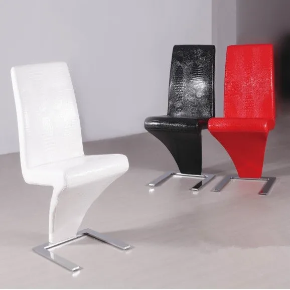 Black Pu Leather Chrome Steel Z Shape Dining Chair Styles Buy Z Shape