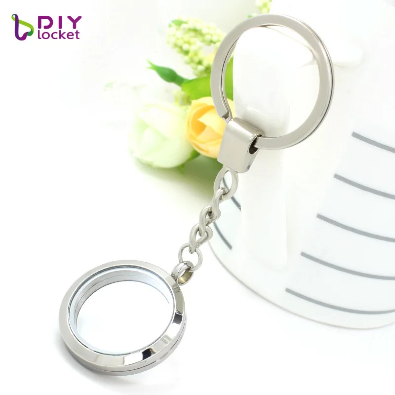 
Wholesale Round Stainless Steel Locket Keychain for Floating Charm 