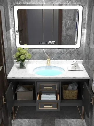 solid wood modern vanity bathroom cabinet with mirror