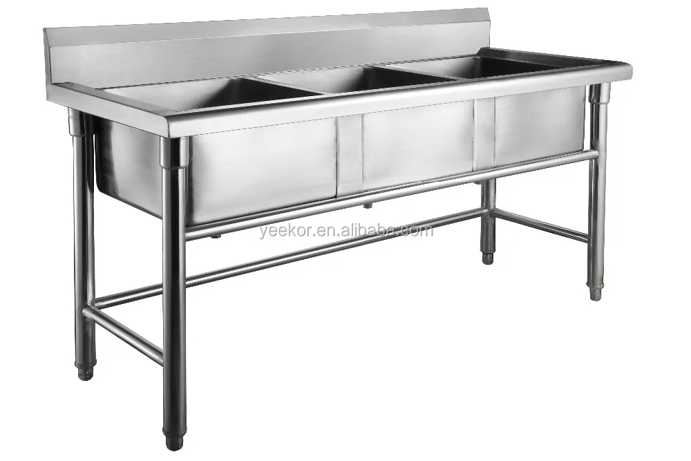 304 Stainless Steel Kitchen Countertop With Double Bowl Sinks And